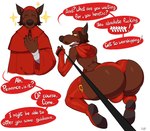 anthro big_butt bobthetanuki butt canid canine canis cardinal_richelieu_(muskehounds) christianity clothing dogtanian_and_the_three_muskehounds domestic_dog english_text hi_res leash male mammal priest priest_robes red_clothing religion solo sqa text