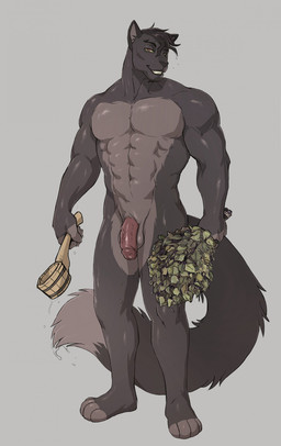 abs anthro balls bedroom_eyes black_hair countershade_torso countershading dipstick_tail feet fingers flaccid fur genitals glans grey_background grey_body hair half-closed_eyes holding_object holding_plant humanoid_genitalia humanoid_penis looking_at_viewer male markings muscular muscular_anthro muscular_male narrowed_eyes nude pecs penis seductive simple_background smile solo standing tail tail_markings teeth toes vein veiny_penis wet wet_hair yellow_sclera captainskee domestic_cat felid feline felis mammal absurd_res digital_media_(artwork) hi_res