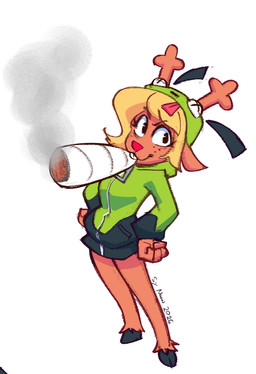 anthro antlers breasts buckteeth clothing cloven_hooves drugs female female_anthro fur hair hoodie hooves horn joint looking_at_viewer simple_background smoke smoking solo teeth topwear white_background sy_noon deltarune invader_zim mario_smoking_weed nickelodeon siivagunner undertale_(series) gir_(invader_zim) noelle_holiday deer mammal new_world_deer reindeer 2026 digital_media_(artwork) hi_res meme