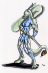 2010 abs anthro antlers asian asian_mythology athletic balls barbel_(anatomy) biceps biped blue_body blue_penis blue_skin claws dragon east_asian_mythology eastern_dragon flaccid flesh_whiskers gem genitals green_body green_claws green_eyes green_nipples green_skin horn humanoid_genitalia humanoid_penis jade_(disambiguation) male melee_weapon muscular muscular_anthro mythological_creature mythological_scalie mythology nipples nude oriental pecs penis pinup pose presenting reptile scales scalie solo standing sword tail toe_claws weapon wolfgangcake