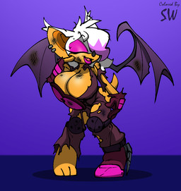 anthro big_breasts breasts cleavage clothed clothing eyes_closed female huge_breasts solo thick_thighs torn_clothing wide_hips bigdad shadowwalk third-party_edit sega sonic_the_hedgehog_(series) mormoopia_rouge_(bigdad) rouge_the_bat bat mammal color_edit colored