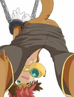 anthro ass_up bdsm bent_over bondage bottomwear bottomwear_down bound butt captured chain clothed clothing collar countershading cuff_(restraint) handcuffs kemono looking_through looking_through_legs low-angle_view male metal_cuffs pants pants_down partially_clothed raised_tail restraints shackles shota solo tail topless whistle_(object) whistle_around_neck young young_anthro young_male manmosu_marimo cyberconnect2 little_tail_bronx mamoru-kun_(series) mamoru-kun canid canine caninu canis domestic_dog mammal digital_media_(artwork)