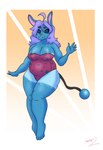 anthro anthrofied areola blue_body blue_eyes blue_fur breasts clothed clothing female fur hair multicolored_body multicolored_fur partially_clothed pokemorph purple_hair simple_background slightly_chubby slightly_chubby_female smile solo teeth two_tone_body two_tone_fur hambor12 nintendo pokemon brianna_(appledees) fan_character azumarill generation_2_pokemon pokemon_(species) 2019 digital_media_(artwork) hi_res