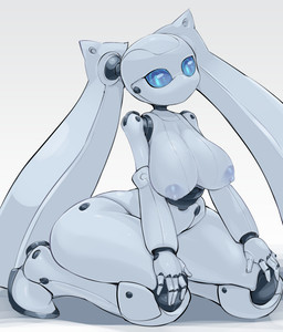 areola big_breasts breasts female kneeling looking_at_viewer machine mouthless nipples not_furry nude simple_background solo thick_thighs white_body pochincoff disney fireball_(disney) drossel_von_flugel_(fireball) android humanoid robot robot_humanoid