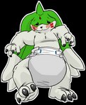 anthro clean_diaper clothed clothing diaper long_ears male slightly_chubby solo wearing_diaper ev1lp1nk1 jamie_bun_(artist) bandai_namco digimon digimon_(species) gargomon alpha_channel hi_res