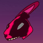 ambiguous_gender burn_scar disembodied_head fur gradient_background jawless missing_ear red_body red_fur scar simple_background solo static teeth yellow_teeth anonymous_artist hare lagomorph leporid mammal 1:1 2023