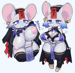 anthro areola big_breasts bouncing_breasts breasts clothed clothing female nipples simple_background white_background rikose mammal mouse murid murine rodent hi_res