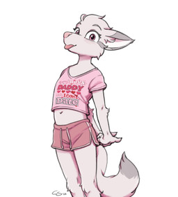 anthro blep bottomwear clothed clothing crop_top dolphin_shorts female fur hands_behind_back implied_incest loli looking_at_viewer midriff navel pink_eyes shirt shorts simple_background solo standing t-shirt tail text text_on_clothing text_on_shirt text_on_topwear tongue tongue_out topwear white_background white_body white_fur young young_anthro young_female cobalt_snow conditional_dnp daddy_said_i_can't_date abby_(cobalt_snow) canid canine fox mammal 2023 digital_media_(artwork) english_text hi_res meme