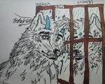 anthro eyebrow_scar eyebrows facial_hair facial_scar goatee horn ice_horn male mustache raining reflection scar solo lorenzo_wolf lorenzo_the_wolf arctic_wolf canid canine canis mammal wolf hi_res