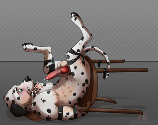animal_genitalia animal_penis areola balls bdsm bodily_fluids bondage bound canine_genitalia canine_penis chair chair_bondage cum cum_in_mouth cum_in_own_mouth cum_in_self cum_inside ejaculation erection feet feral furniture genital_fluids genitals human_to_feral knot male mid_transformation multi_nipple nipples open_mouth orgasm paws pecs penis pink_areola pink_nipples quadruped solo species_transformation spots tail transformation incorgnito timtam canid canine canis dalmatian domestic_dog mammal 2017 digital_drawing_(artwork) digital_media_(artwork) hi_res