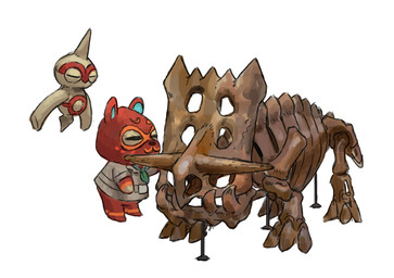ambiguous_gender anthro bone clothed clothing duo eyes_closed floating male red_body skeleton zhengyi_wang animal_crossing nintendo pokemon clay_(animal_crossing) animate_inanimate baltoy bastiodon clay_creature cricetid fossil_pokemon generation_3_pokemon generation_4_pokemon hamster mammal pokemon_(species) rodent crossover hi_res