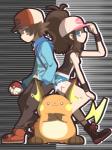 2018 3:4 :3 ambiguous_gender clothed clothing female feral generation_1_pokemon group hilbert_(pokemon) hilda_(pokemon) holding_object holding_pokeball human looking_at_viewer male mammal nintendo pokeball pokemon pokemon_(species) raichu rairai-no26-chu standard_pokeball standing