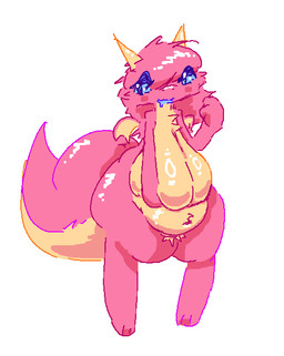 anthro belly big_belly big_breasts big_tail blue_eyes blue_mouth breast_grab breasts digitigrade female glistening glistening_body glistening_breasts grabbing_own_breast hair hand_on_breast horn huge_belly huge_breasts huge_tail navel nude open_mouth overweight overweight_female pink_body pubes sagging_breasts simple_background tail thick_thighs wide_hips wings yellow_body nofood_nodrinks mythology dragon mythological_creature mythological_scalie scalie aliasing digital_drawing_(artwork) digital_media_(artwork) hi_res microsoft_paint_(artwork)