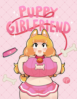 big_breasts blush bone bowl breasts cleavage clothed clothing collar collar_tag container crop_top eyelashes fangs female happy heart_collar_tag heart_eyes heart_symbol looking_up midriff navel open_mouth pet_bowl pink_background pink_clothing pink_crop_top pink_shirt pink_topwear red_collar shirt simple_background solo square_background standing teeth text thick_thighs topwear onigiri_punch animal_humanoid canid canid_humanoid canine canine_humanoid dog_humanoid humanoid mammal mammal_humanoid absurd_res english_text hi_res