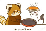 ambiguous_gender biped chibi cooking dot_eyes duo feral food fur pancake text white_body white_fur shi_nominmin ailurid mammal mustelid musteline red_panda stoat true_musteline weasel 2020 3:2 animated japanese_text no_sound short_playtime webm