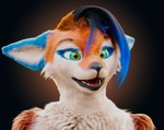 anthro fur hair male open_mouth pose posed simple_background smile solo warm_lighting white_body white_fur daytia c4d rexouium 3d_(artwork) cinema_4d_(artwork) digital_media_(artwork) hi_res portrait