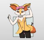 2022 accessory anthro bikini bottomwear bow_(feature) bow_accessory bow_ribbon brai-brai_(fulconarts) braixen breasts camel_toe centered_hair_bow cheek_tuft clothing digital_media_(artwork) facial_tuft female fluffy front_view fulconarts generation_6_pokemon hair_accessory hair_bow hair_ribbon heart_eyes heart_pupils heart_symbol looking_at_viewer neck_tuft nintendo nipple_slip nipples one-piece_swimsuit pokemon pokemon_(species) ribbons short simple_background slim sling_(disambiguation) sling_bikini small_breasts smile smiling_at_viewer solo swimwear tuft two-piece_swimsuit