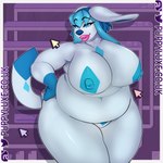 anthro areola belly big_belly big_breasts blue_areola blue_nipples breasts female heart_eyes heart_symbol huge_breasts huge_hips lips lipstick looking_at_viewer makeup nipples nude overweight overweight_female pokemorph pubes smile solo thick_lips thick_thighs wide_hips puppeon nintendo pokemon crystal_(puppeon) eeveelution generation_4_pokemon glaceon mammal pokemon_(species) 1:1 absurd_res hi_res