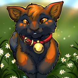 ambiguous_gender collar feral flower front_view fur hair hooves lying on_front outside plant smile solo kellwolfik bovid caprine mammal sheep 1:1 2026 digital_drawing_(artwork) digital_media_(artwork)