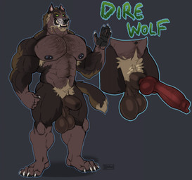 animal_genitalia anthro armpit_hair balls beard big_balls big_penis body_hair chest_hair claws facial_hair genital_raphe genitals huge_balls huge_penis male muscular muscular_male nipple_piercing nipples pecs penis piercing pubes raphe_(anatomy) scrotal_raphe sheath solo tail lddraws canid canine dire_wolf mammal prehistoric_species hi_res