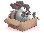 4:3 ambiguous_gender box canes-cm capcom container feral if_it_fits_i_sits_(meme) in_box in_container lagombi lagomorph leporid mammal meme monster_hunter primatius rabbit simple_background solo white_background