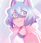 anthro blue_eyes blue_hair brown_body brown_fur clothed clothing female fur hair jacket multicolored_hair solo topwear noritar0 noritaro brand_new_animal studio_trigger michiru_kagemori canid canine mammal raccoon_dog tanuki bust_portrait hi_res portrait