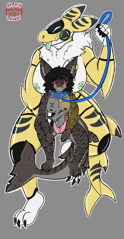 anthro bdsm collar duo female male male/female petplay roleplay cynical_draws fish marine shark synth_(vader-san) absurd_res hi_res