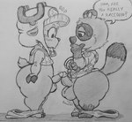 anthro big_butt bottomless bottomwear bottomwear_down butt clothed clothing duo huge_butt male male/male penis_touching text fauxtellno1 animal_crossing nintendo one_piece tom_nook_(animal_crossing) tony_tony_chopper canid canine mammal raccoon_dog tanuki english_text monochrome