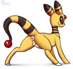 anus butt female feral genitals looking_back plump_labia presenting presenting_anus presenting_hindquarters presenting_pussy puffy_anus pussy quadruped rear_view solo fenixdust nintendo pokemon bellewether_(ampharos) ampharos generation_2_pokemon pokemon_(species) hi_res shaded