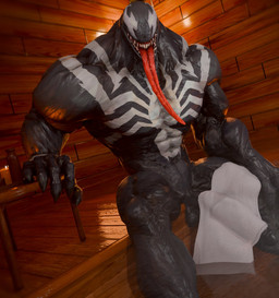 balls big_muscles black_body claws emblem empty_eyes erection genitals humanoid_genitalia humanoid_penis long_penis long_tongue male muscular not_furry nude penis sauna sharp_teeth solo teeth tongue tongue_out towel revenantrenders marvel marvel_rivals venom_(marvel) alien alien_humanoid humanoid symbiote 3d_(artwork) digital_media_(artwork) hi_res