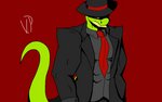 anthro black_tie_(suit) clothing fedora green_body green_skin hat headgear headwear male muscular necktie red_necktie suit vamrack spoctor_theory humanoid lizard reptile scalie 16:10 widescreen