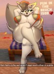 3_toes anthro areola ash_(foxgumie) ashen_wolf_(minecraft) beach beach_background beach_chair big_areola big_breasts big_tail bikini biped black_nose breasts canid canine canis chat_message claws clothed clothing crossed_legs dialogue digital_drawing_(artwork) digital_media_(artwork) ear_piercing ear_tag english_text eyebrows eyelashes eyewear feet female foxgumie fur glistening glistening_body grey_areola grey_body grey_eyebrows grey_eyes grey_fur grey_hair grey_nipples hair hands_behind_head heart_symbol hi_res interaction_drive like_goal lips mammal microsoft minecraft minecraft_background mojang nipples one-piece_swimsuit open_mouth orange_bikini orange_clothing orange_swimwear outside piercing screencap screencap_background seaside sling_bikini smile solo sunglasses swimwear tail text thick_bottom_lip thick_eyelashes thick_thighs toe_claws toes warm_lighting water white_body white_fur white_sclera wide_hips wolf wolf_(minecraft) xbox_game_studios