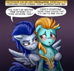 blue_body blue_feathers comic dialogue duo english_text equid equine feathered_wings feathers female female/female friendship_is_magic hasbro lightning_dust_(mlp) mammal my_little_pony mythological_creature mythological_equine mythology nightshade_(mlp) pegasus pluckyninja shadowbolts_(mlp) text wings wonderbolts_(mlp)