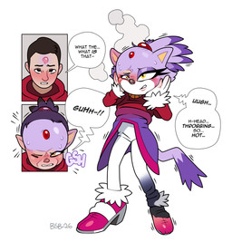 blush clothing dialogue female footwear forehead_gem gem green_eyes human_to_anthro open_mouth shoes simple_background solo species_transformation standing tail text transformation white_background blackshirtboy sega sonic_the_hedgehog_(series) blaze_the_cat domestic_cat felid feline felis human mammal 2026 absurd_res digital_media_(artwork) english_text hi_res