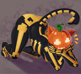 anthro ass_up black_body bone breasts butt butt_focus butt_jiggle clothing costume feet female food for_a_head fruit halloween_costume holidays jiggling multicolored_body nude plant pumpkin pumpkin_head skeleton solo tail talons_(artist) epic_games fortnite fortnite:_battle_royale halloween spice_(fortnite) domestic_cat felid feline felis mammal object_head hi_res
