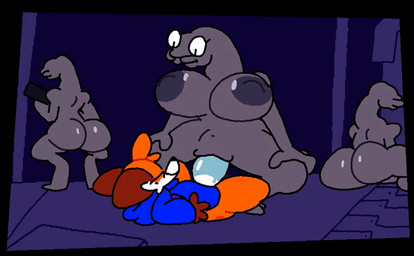 anthro areola big_breasts big_butt big_penis bodily_fluids bouncing_breasts breasts butt clothing cowgirl_position female female_penetrated fingers from_front_position genital_fluids genitals grey_body group hand_on_leg hoodie looking_pleasured lying lying_on_ground male male/female male_penetrating male_penetrating_female mandibles nipples non-mammal_breasts non-mammal_nipples on_back on_bottom on_ground on_top penetration penile penile_penetration penis penis_in_vagina sex sitting topwear vaginal vaginal_fluids vaginal_penetration vulva superiorfox halo_(series) microsoft xbox_game_studios soups_(superiorfox) alien canid canine fox mammal sangheili 2d_animation animated animated_gif digital_media_(artwork) short_playtime