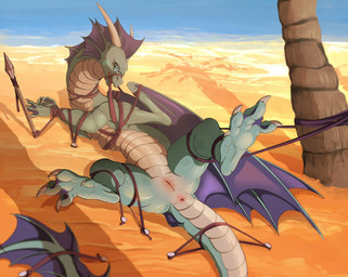 anus bdsm beach bondage bound captured claws clitoral_hood exposed fantasy feet female feral fully_bound gag genitals hindpaw immobilization looking_at_viewer melee_weapon membrane_(anatomy) muzzle_(object) muzzled nude outside paws pink_anus pink_vulva polearm presenting presenting_anus presenting_vulva restrained restraints rope sand seaside soles solo spear spread_legs spreading submissive submissive_female submissive_feral tail tail_tied toes vulva weapon webbed_feet wings ishiru european_mythology mythology amius aquatic aquatic_dragon dragon mythological_creature mythological_scalie scalie western_dragon 2018