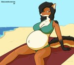 2024 5_fingers animated anthro astra_(dweevil) beach beach_towel belly big_belly big_breasts bikini bikini_bottom bikini_top black_hair black_nose breasts canid canine cleavage clothed clothed_anthro clothed_female clothing dialogue dweevil english_text female fingers fox fur gloves_(marking) hair hand_on_own_belly heart_symbol hi_res humanoid_hands mammal markings mayternity mayternity_2024 multicolored_body multicolored_fur outside pregnant pregnant_anthro pregnant_female red_body red_fox red_fur sand short_playtime signature sitting solo swimwear text towel true_fox two_tone_body two_tone_fur unborn_kicking water white_body white_fur