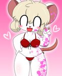 anthro blonde_hair breasts claws eyes_closed female hair pawpads paws smile solo tail applebloom_love terrible_mouse lorna_(terrible_mouse) mammal mouse murid murine rat rodent hi_res