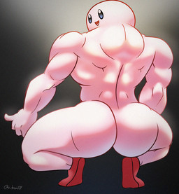big_butt big_muscles butt butt_focus crouching gesture grey_background hand_gesture looking_back male muscular muscular_humanoid muscular_male open_mouth open_smile parody pink_body pink_butt shitpost simple_background smile solo spread_legs spreading thumbs_up tongue what zkami0 broly_culo kirby_(series) nintendo kirby humanoid 2021 hi_res meme