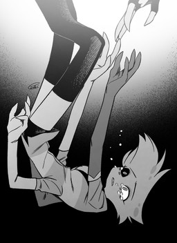 4_arms bodily_fluids clothed clothing crying duo male multi_arm multi_limb solo_focus tears enaic31 hazbin_hotel hellaverse angel_dust husk_(hazbin_hotel) arachnid arthropod demon domestic_cat felid feline felis mammal spider absurd_res hi_res monochrome