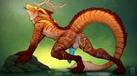 all_fours animal_genitalia animal_penis anthro antlers anus backsack balls blep blue_anus blue_insides blue_penis blue_pussy blue_tongue bodily_fluids butt canine_genitalia canine_penis claws cum cum_drip cum_in_ass cum_inside cum_on_balls cum_on_butt cum_on_leg cum_pool digitigrade dripping erection fur genital_fluids genitals herm horn intersex knot leaking_cum looking_at_viewer maleherm messy nude nude_anthro nude_intersex nude_maleherm penis perineum pose pussy rock solo striped_body striped_fur stripes tail thick_tail toe_claws tongue tongue_out unusual_insides anchee mythology colin-tox canid canine dragon fox hybrid mammal mythological_creature mythological_scalie scalie 16:9 2020 digital_media_(artwork) hi_res shaded widescreen