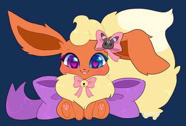 accessory bell bell_accessory bell_bow bow_(feature) bow_accessory bow_ribbon bow_tie decorated_bow eyelashes fangs female fur furgonomics hair_accessory hair_bow hair_ribbon heart_eyes heart_in_pupils heart_pupils heart_symbol heterochromia open_mouth orange_body orange_fur pawpads ribbons sitting smile solo tail tail_accessory tail_bow tail_ribbon teeth ambunny nintendo pokemon eeveelution flareon generation_1_pokemon pokemon_(species) alpha_channel