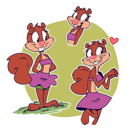 anthro bandeau bottomwear clothing female heart_symbol shorts skirt solo topwear juneduck21 nickelodeon spongebob_squarepants sandy_cheeks mammal rodent sciurid tree_squirrel