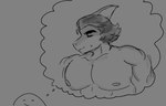 anthro areola barazoku bone_frill duo frill_(anatomy) hair male mature_anthro mature_male muscular muscular_anthro muscular_arms muscular_male nipples pecs short_hair smile snout thought_bubble kenonsfw cavemanon_studios snoot_game tony_(snoot_game) dinosaur hadrosaurid ornithischian ornithopod parasaurolophus prehistoric_species reptile scalie 14:9 2024 black_and_white hi_res monochrome