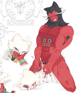 abdominal_bulge anthro arm_grab armor armwear black_hair blood bodily_fluids breasts bruised bruised_eye clothing cum cum_inside dominant duo erection erection_under_clothing featureless_breasts forced fur genital_fluids gore hair knife_play larger_dom male muscular muscular_male nosebleed nude penetration pubes questionable_consent rape red_body red_fur sex size_difference smaller_penetrated suspension sweat sweatdrop tears torture torture_device whip_mark white_body white_fur saline2 nine_sols red_candle_games jiequan_(nine_sols) yi_(nine_sols) felid feline mammal solarian hi_res
