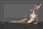 anthro claws countershading female flat_chested hooves lying multi_eye mutated notched_ear nude on_side solo tan_body huionkamvaspro22 chickeneater deer mammal digital_media_(artwork) full-length_portrait portrait shaded