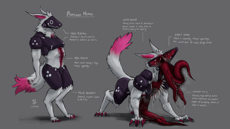 ambiguous_gender anthro bodily_fluids body_horror bone drooling exposed_organs gore machine multi_eye multi_tongue nightmare_fuel rib_cage saliva saliva_string scar simple_background skeleton solo tongue tongue_mouth unusual_anatomy litehase protogen hi_res