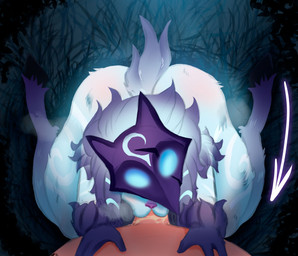 anthro anthro_penetrated balls_deep blue_markings blush bodily_fluids butt deep_throat dipstick_ears duo ear_markings erection fellatio female female_anthro female_penetrated first_person_view floppy_ears fur genitals grass hair high-angle_view hooves human_on_anthro human_penetrating human_penetrating_anthro human_pov humanoid_genitalia humanoid_penis interspecies lop_ears male male/female male_human male_penetrating male_penetrating_female male_pov markings mask mask_on_head multicolored_ears nature nature_background nude nude_anthro nude_female nude_male oral oral_penetration penetration penile penile_penetration penis penis_in_mouth plant purple_hair saliva saliva_on_penis scut_tail sex short_tail tail thick_thighs unguligrade white_body white_fur white_hair soma_(artist) league_of_legends riot_games tencent kindred_(lol) lamb_(lol) bovid caprine human mammal 2026 colored digital_drawing_(artwork) digital_media_(artwork) hi_res shaded
