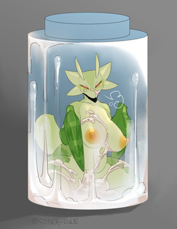 angry anthro areola arthropod_abdomen biped blush bodily_fluids breasts container cum cum_everywhere cum_in_container cum_in_jar cum_on_belly cum_on_body cum_on_breasts cum_on_face cum_on_leg female genital_fluids green_body green_skin grey_background in_container in_jar jar looking_at_viewer male messy micro nipples orange_areola orange_nipples raptorial_(anatomy) red_eyes simple_background solo cyber_d1e pamela_(cyber_d1e) arthropod insect mantis absurd_res hi_res signature